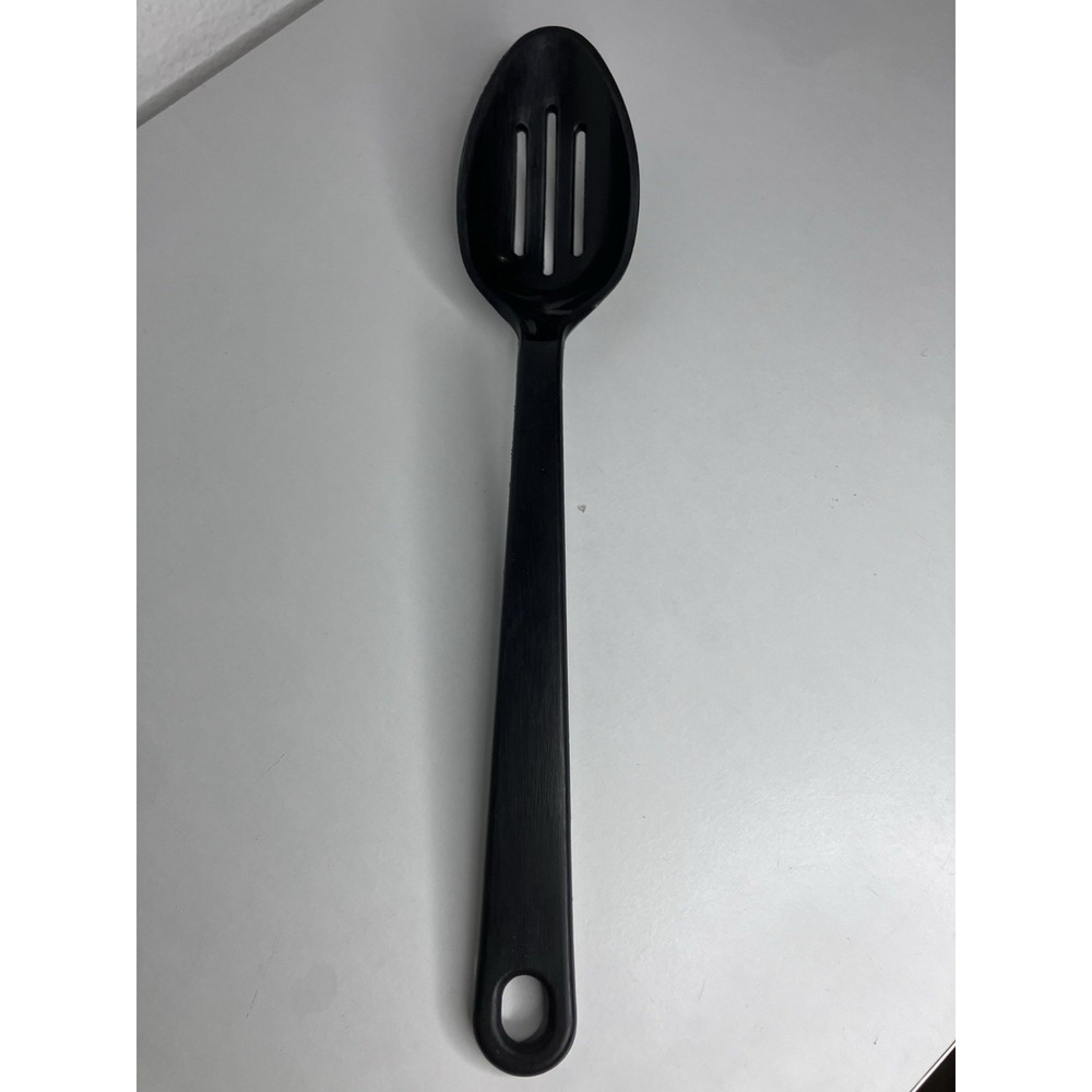Vintage Tailor Made Products Black Nylon Plastic Slotted Spoon 11 1/2" USA Made